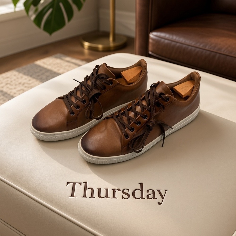 Thursday Boot Co Premier Low Top Cognac Brown Leather Sneakers Mens 11
